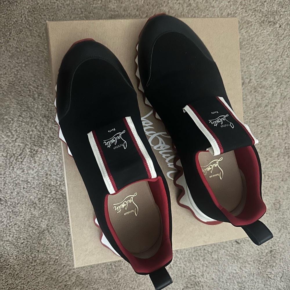 Christian Louboutin Women’s Black and Red Sneakers